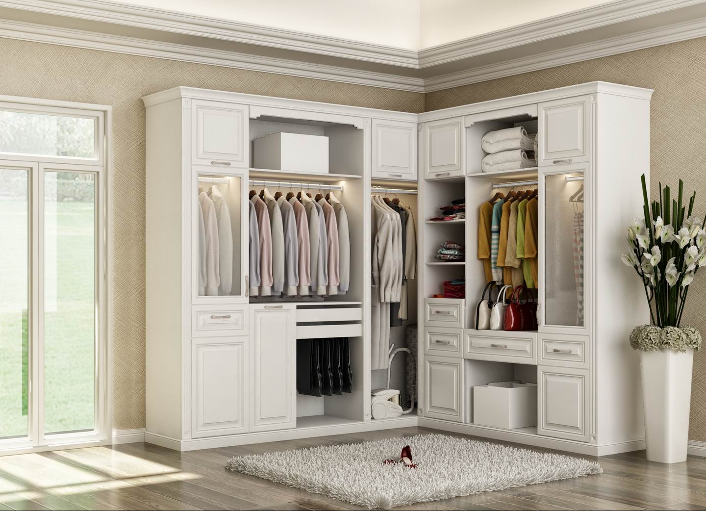 全鋁衣柜-03（風格：簡歐；顏色：暖白）