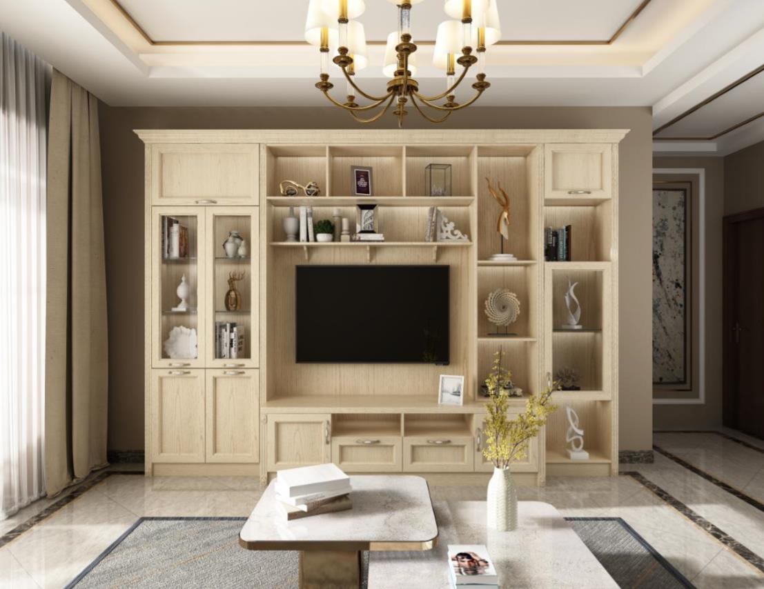 全鋁電視柜-01（風(fēng)格：簡(jiǎn)歐；顏色：暖白）